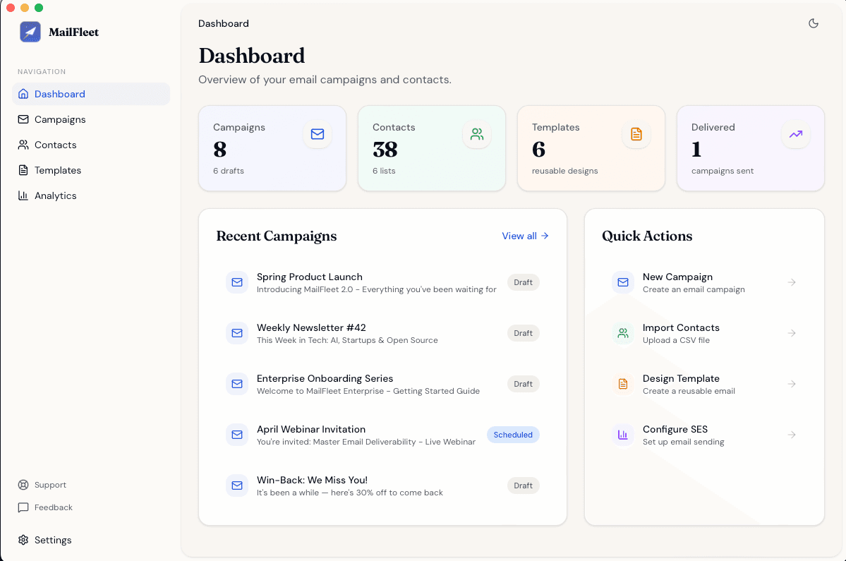 MailFleet — Dashboard